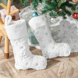 Polyester Christmas Stocking Pendant with Embroidery Snowflake Pattern Xmas Tree Decoration OrnamentSilver - Extra Image
