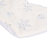 Polyester Christmas Stocking Pendant with Embroidery Snowflake Pattern Xmas Tree Decoration OrnamentSilver