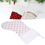 Christmas Stocking Gift Bag Gold Sequins Christmas Tree Ornament Hanging Stocking for Festival Fireplace DecorationWhite