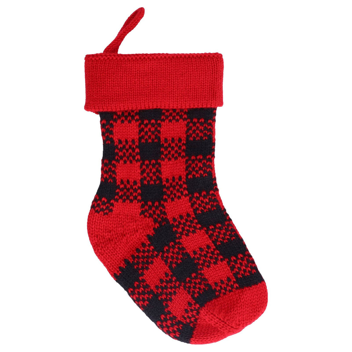 Mini Knitting Christmas Stocking Acrylic Fiber Xmas Tree Hanging Pendant Ornament Home Party Decoration(Red Black )