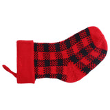 Mini Knitting Christmas Stocking Acrylic Fiber Xmas Tree Hanging Pendant Ornament Home Party Decoration(Red Black )