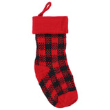 Mini Knitting Christmas Stocking Acrylic Fiber Xmas Tree Hanging Pendant Ornament Home Party Decoration(Red Black )