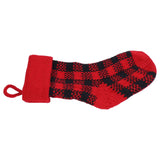 Mini Knitting Christmas Stocking Acrylic Fiber Xmas Tree Hanging Pendant Ornament Home Party Decoration(Red Black )