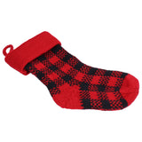 Mini Knitting Christmas Stocking Acrylic Fiber Xmas Tree Hanging Pendant Ornament Home Party Decoration(Red Black ) - Low Angle