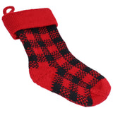 Mini Knitting Christmas Stocking Acrylic Fiber Xmas Tree Hanging Pendant Ornament Home Party Decoration(Red Black )