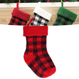 Mini Knitting Christmas Stocking Acrylic Fiber Xmas Tree Hanging Pendant Ornament Home Party Decoration(Red Black ) - Extra Image