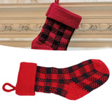 Mini Knitting Christmas Stocking Acrylic Fiber Xmas Tree Hanging Pendant Ornament Home Party Decoration(Red Black )