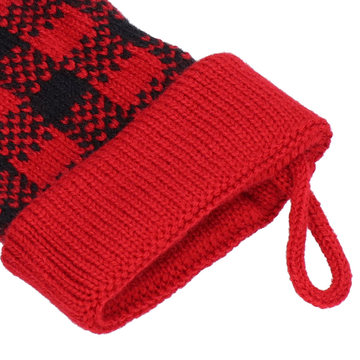 Mini Knitting Christmas Stocking Acrylic Fiber Xmas Tree Hanging Pendant Ornament Home Party Decoration(Red Black )
