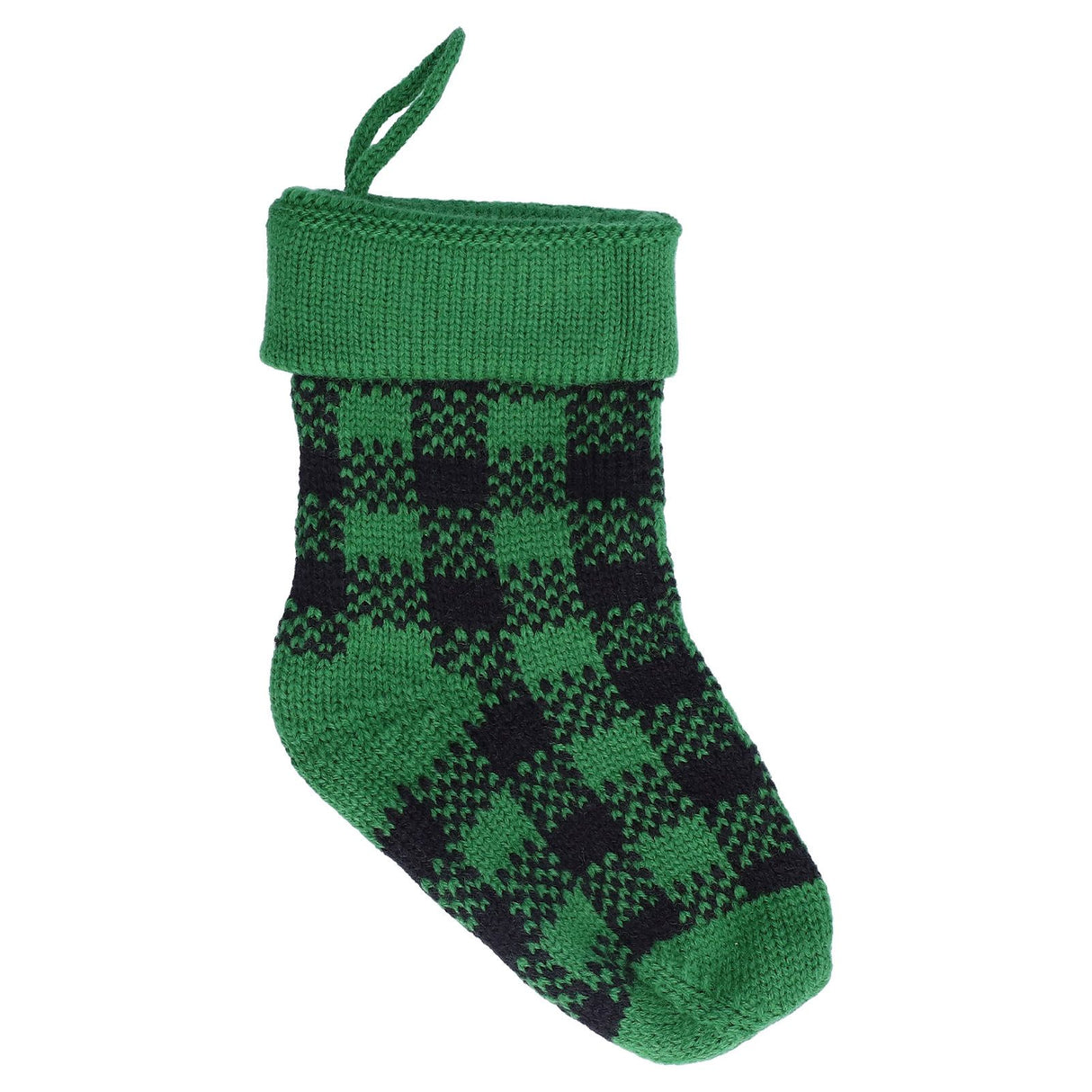 Mini Knitting Christmas Stocking Acrylic Fiber Xmas Tree Hanging Pendant Ornament Home Party Decoration(Black Green )