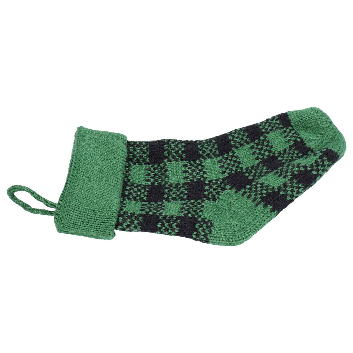 Mini Knitting Christmas Stocking Acrylic Fiber Xmas Tree Hanging Pendant Ornament Home Party Decoration(Black Green )