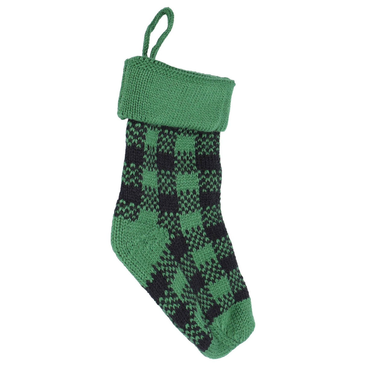 Mini Knitting Christmas Stocking Acrylic Fiber Xmas Tree Hanging Pendant Ornament Home Party Decoration(Black Green )