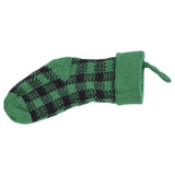 Mini Knitting Christmas Stocking Acrylic Fiber Xmas Tree Hanging Pendant Ornament Home Party Decoration(Black Green )