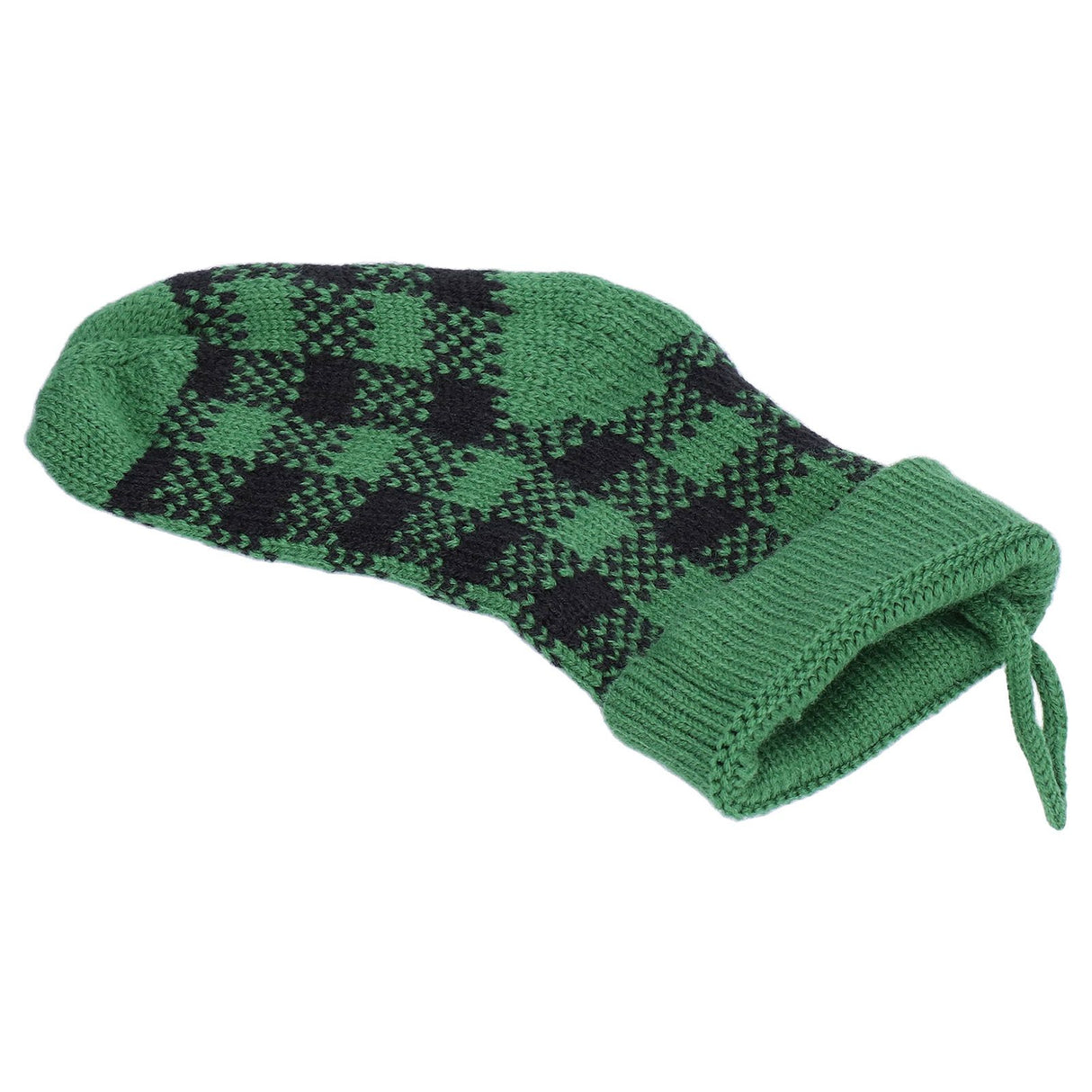 Mini Knitting Christmas Stocking Acrylic Fiber Xmas Tree Hanging Pendant Ornament Home Party Decoration(Black Green )