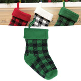 Mini Knitting Christmas Stocking Acrylic Fiber Xmas Tree Hanging Pendant Ornament Home Party Decoration(Black Green )