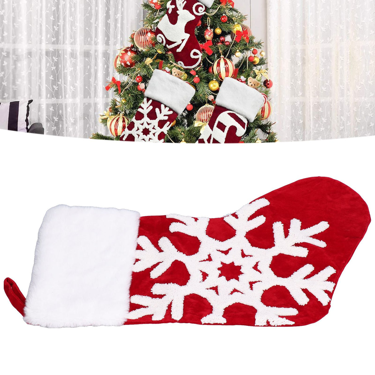 Cute Christmas Stocking Christmas Tree Ornament Gift Bag Christmas Fireplace Pendant for Festival DecorationSnowflake