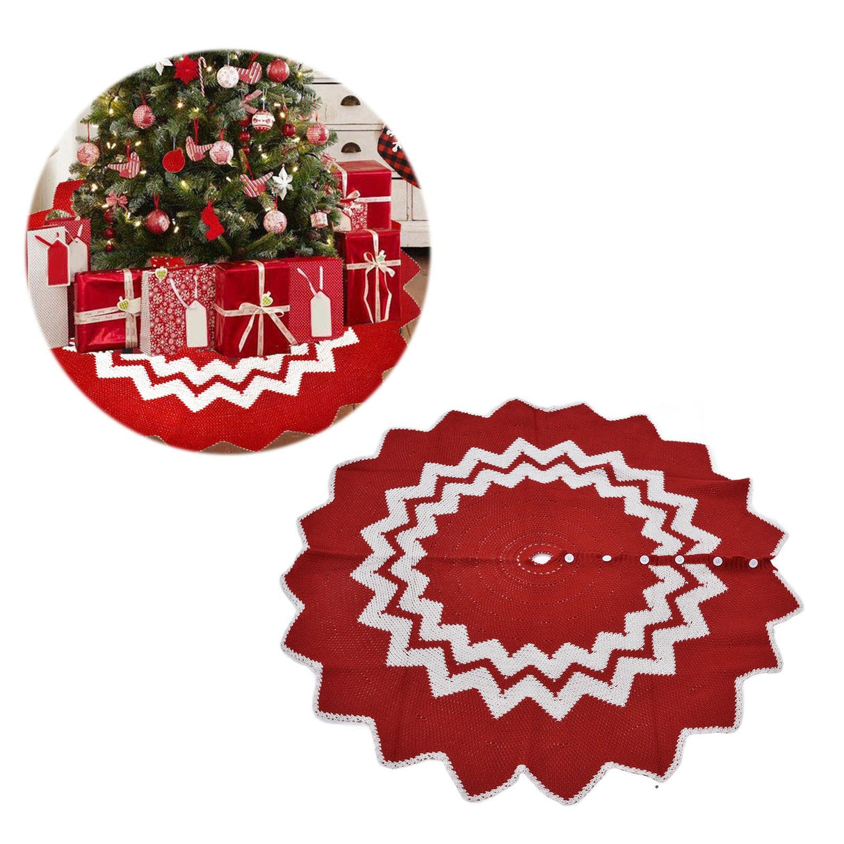 Christmas Tree Skirt Acrylic Fiber Knitting Floor Mat Cover Pad Xmas Party Home Decoration Props