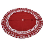 Knitted Christmas Tree Skirt Reusable Xmas Tree Stand Mat Floor Protector Home Party DecorationRed
