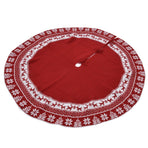 Knitted Christmas Tree Skirt Reusable Xmas Tree Stand Mat Floor Protector Home Party DecorationRed
