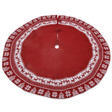 Knitted Christmas Tree Skirt Reusable Xmas Tree Stand Mat Floor Protector Home Party DecorationRed - Rear View