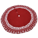 Knitted Christmas Tree Skirt Reusable Xmas Tree Stand Mat Floor Protector Home Party DecorationRed - Low Angle