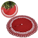 Knitted Christmas Tree Skirt Reusable Xmas Tree Stand Mat Floor Protector Home Party DecorationRed - Extra Image
