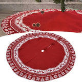 Knitted Christmas Tree Skirt Reusable Xmas Tree Stand Mat Floor Protector Home Party DecorationRed