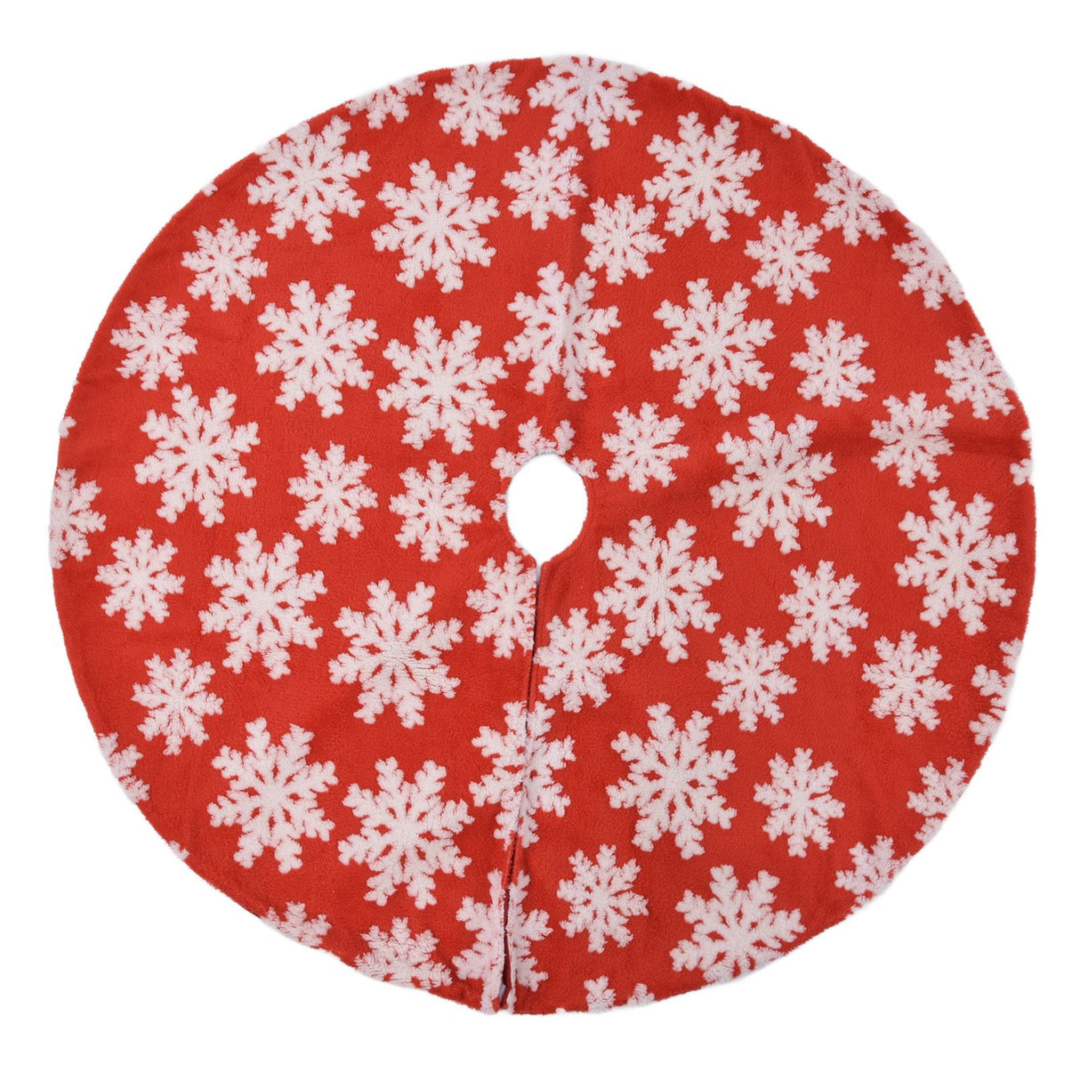 Christmas Tree Skirt White Snowflake Pattern Xmas Tree Mat for Holiday Party Decorations122cm/48.0in