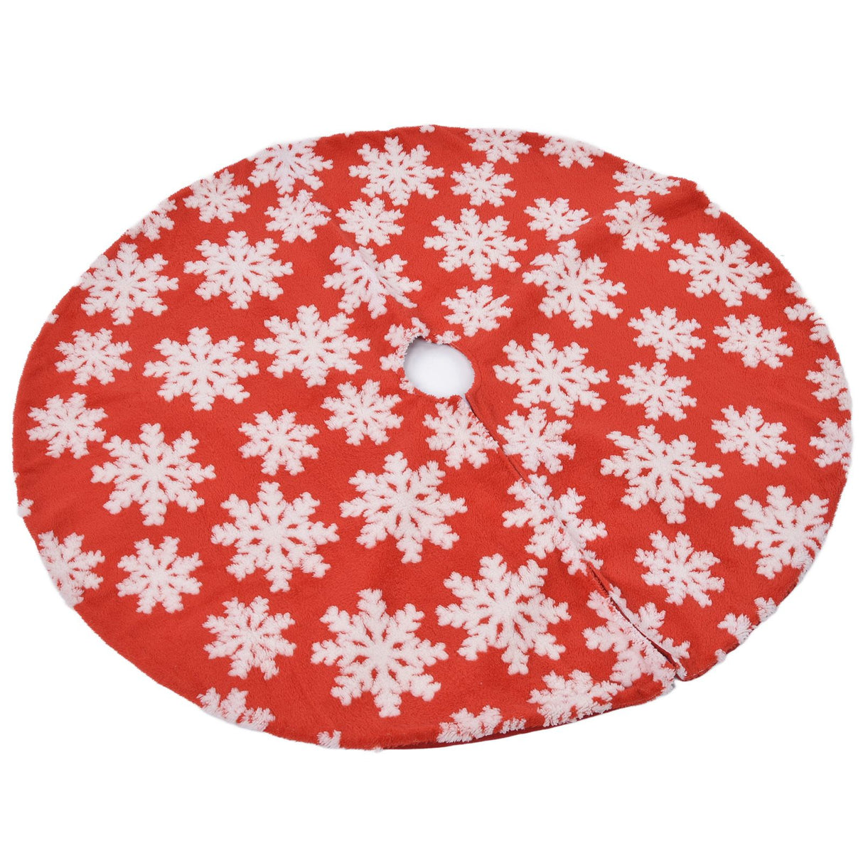 Christmas Tree Skirt White Snowflake Pattern Xmas Tree Mat for Holiday Party Decorations122cm/48.0in