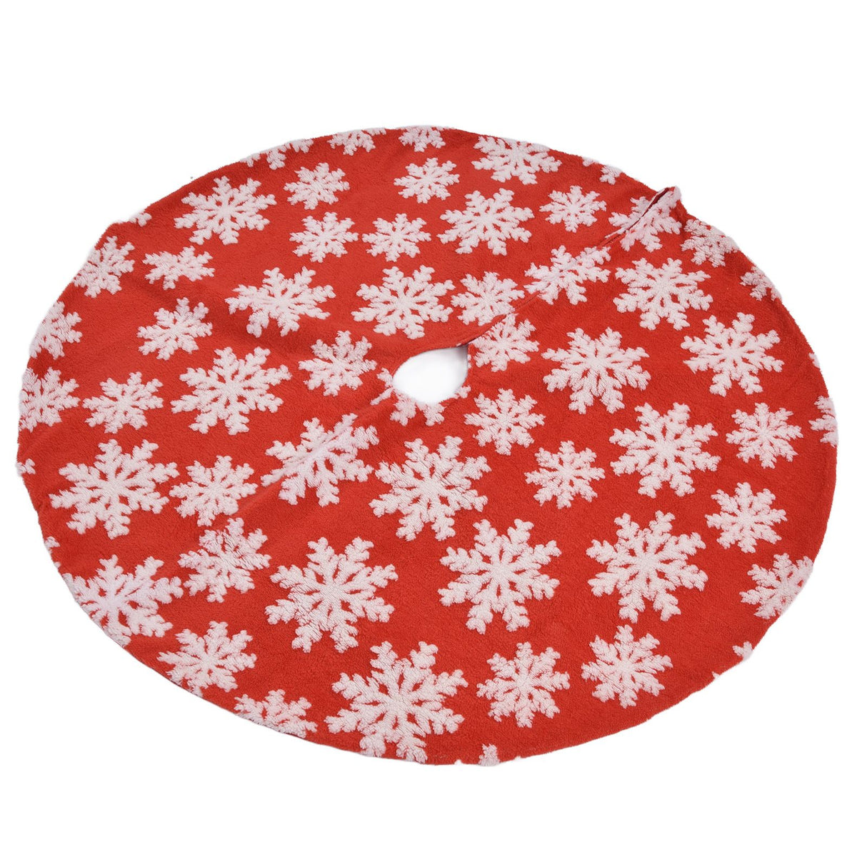Christmas Tree Skirt White Snowflake Pattern Xmas Tree Mat for Holiday Party Decorations122cm/48.0in