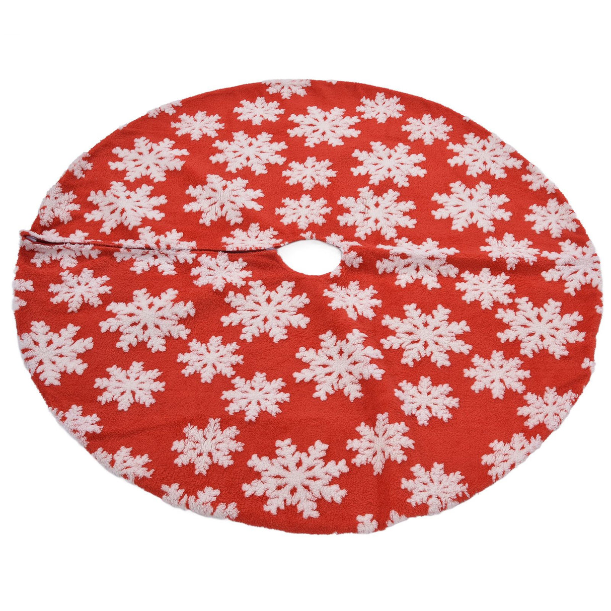 Christmas Tree Skirt White Snowflake Pattern Xmas Tree Mat for Holiday Party Decorations122cm/48.0in