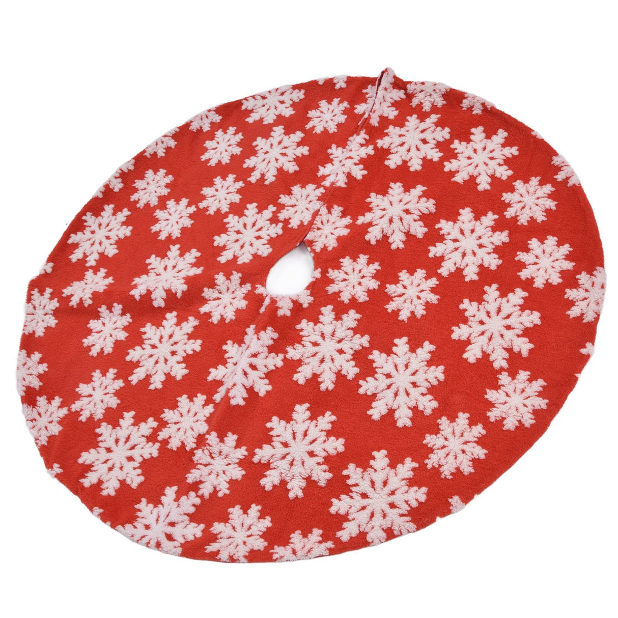 Christmas Tree Skirt White Snowflake Pattern Xmas Tree Mat for Holiday Party Decorations122cm/48.0in