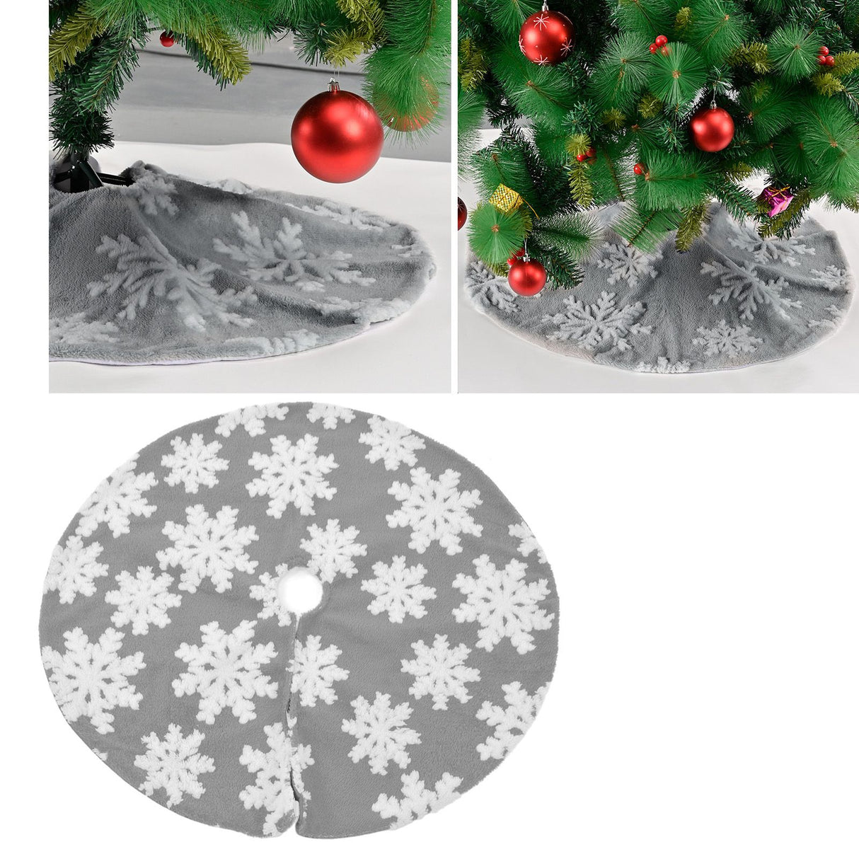 Christmas Tree Skirt Cute Snowflake Patterns Reused Beautiful Practical Christmas Tree Decorations for Decor Background78cm