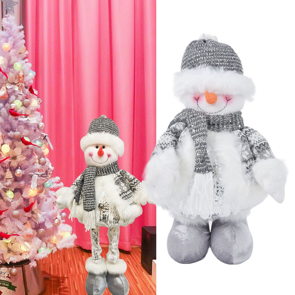 Retractable Snowman Dolls Christmas Ornaments Christmas Snowman Toy for Gifts Decoration
