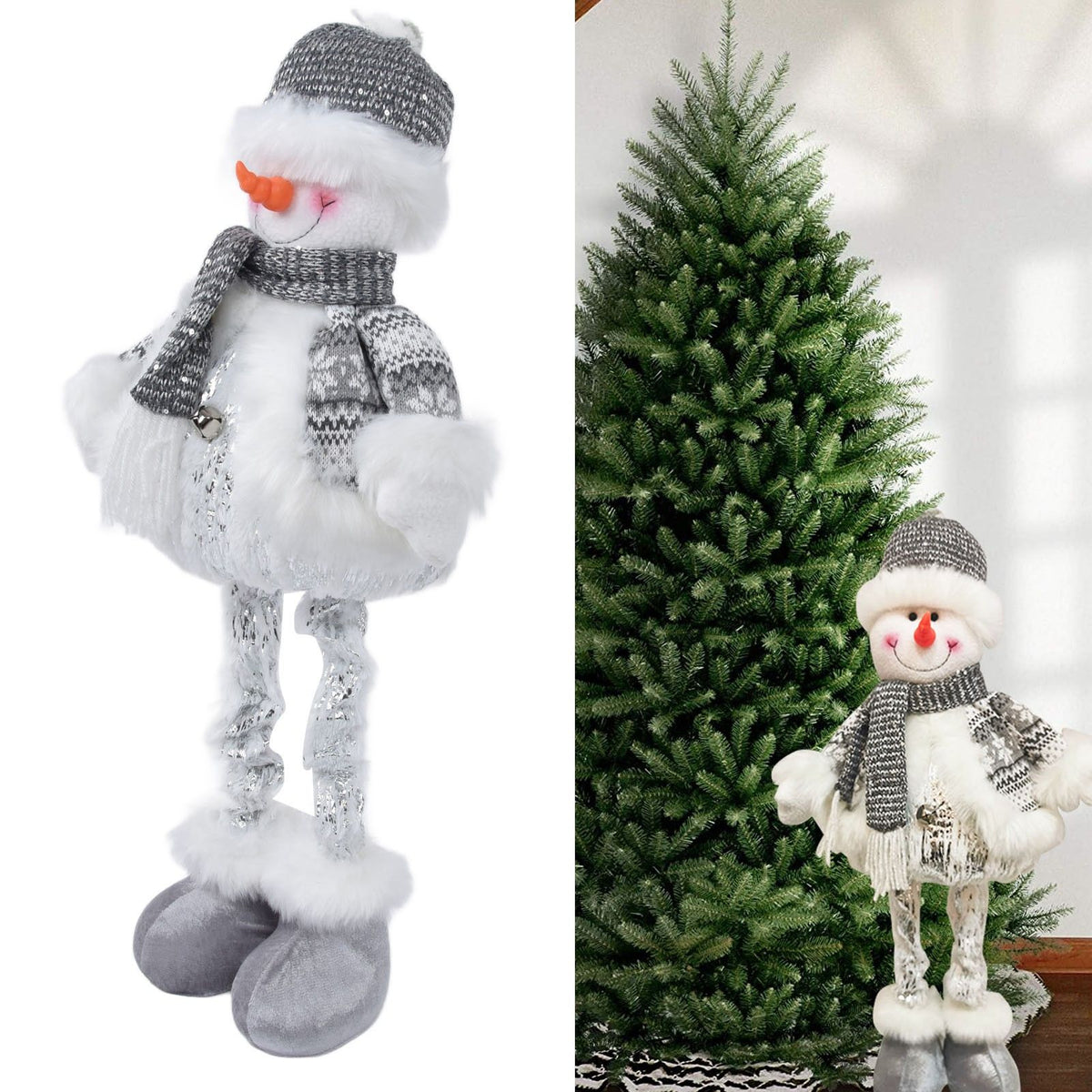 Retractable Snowman Dolls Christmas Ornaments Christmas Snowman Toy for Gifts Decoration