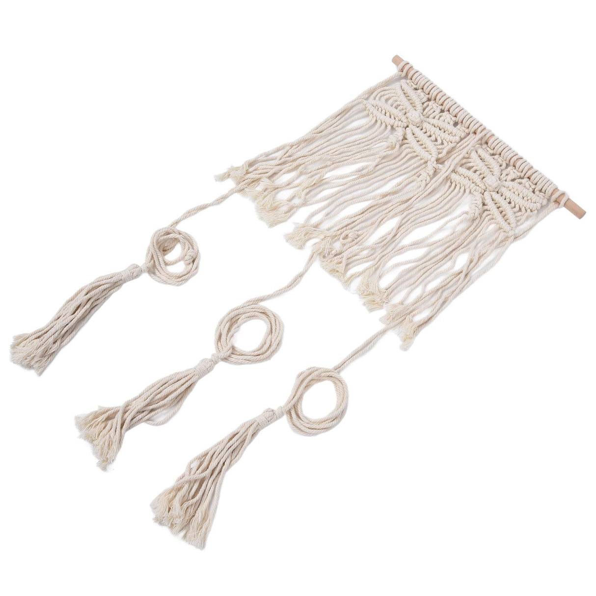 Boho Hat Wall Hanging Rack Cotton Rope Woven Bohemian Caps Holder for Home Office StudioType A