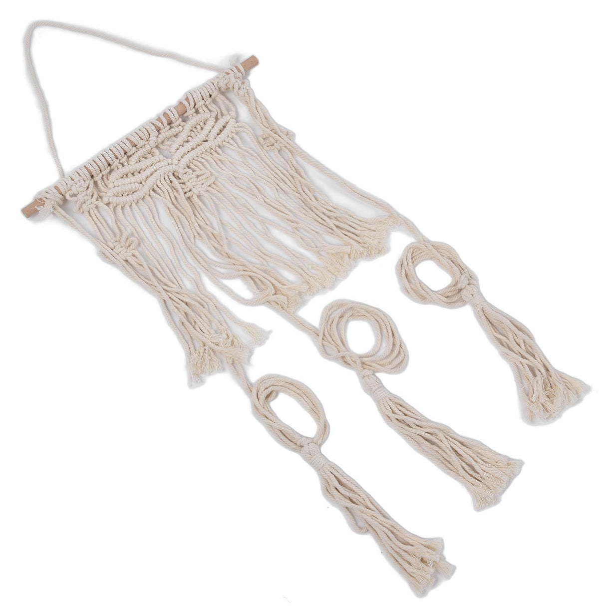 Boho Hat Wall Hanging Rack Cotton Rope Woven Bohemian Caps Holder for Home Office StudioType B