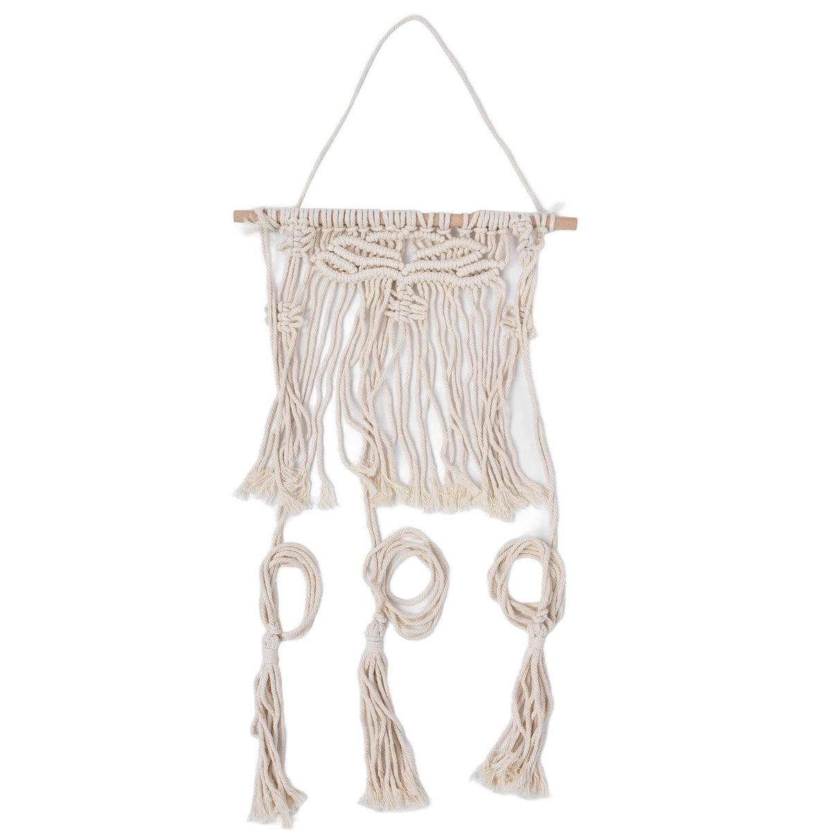 Boho Hat Wall Hanging Rack Cotton Rope Woven Bohemian Caps Holder for Home Office StudioType B