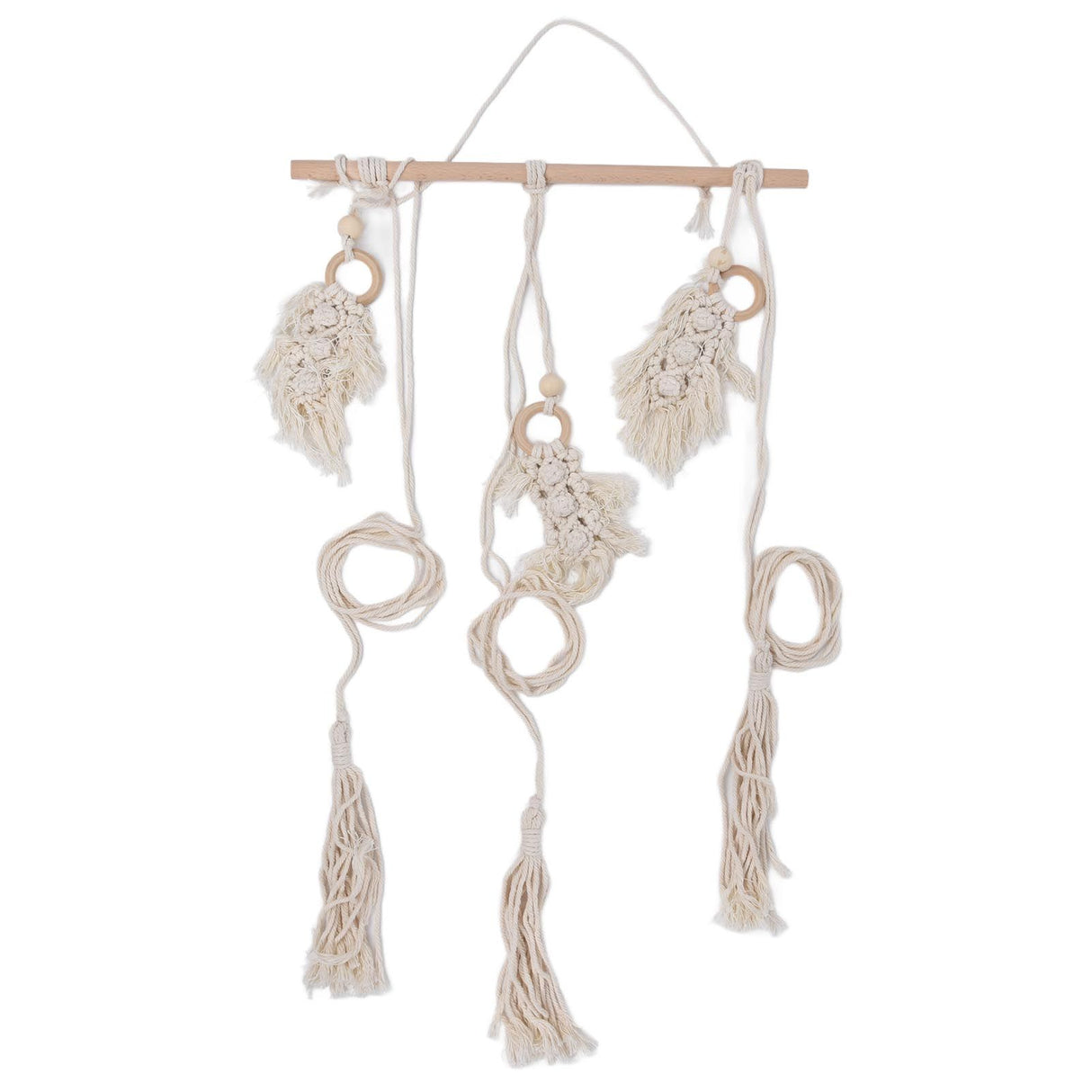 Boho Hat Wall Hanging Rack Cotton Rope Woven Bohemian Caps Holder for Home Office StudioType D