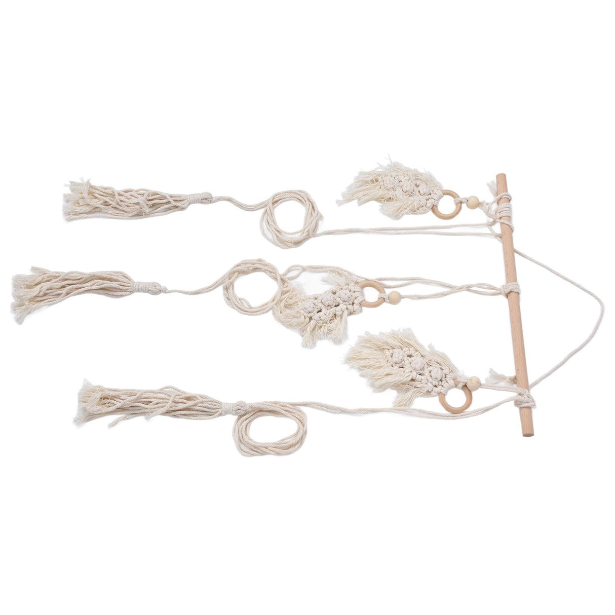 Boho Hat Wall Hanging Rack Cotton Rope Woven Bohemian Caps Holder for Home Office StudioType D