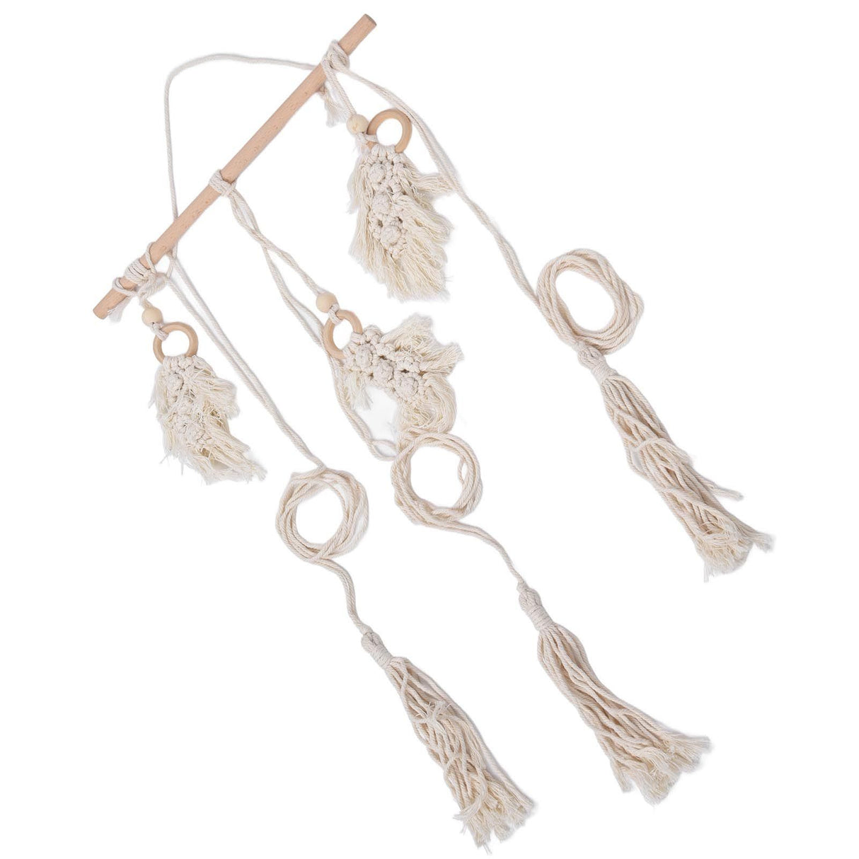 Boho Hat Wall Hanging Rack Cotton Rope Woven Bohemian Caps Holder for Home Office StudioType D