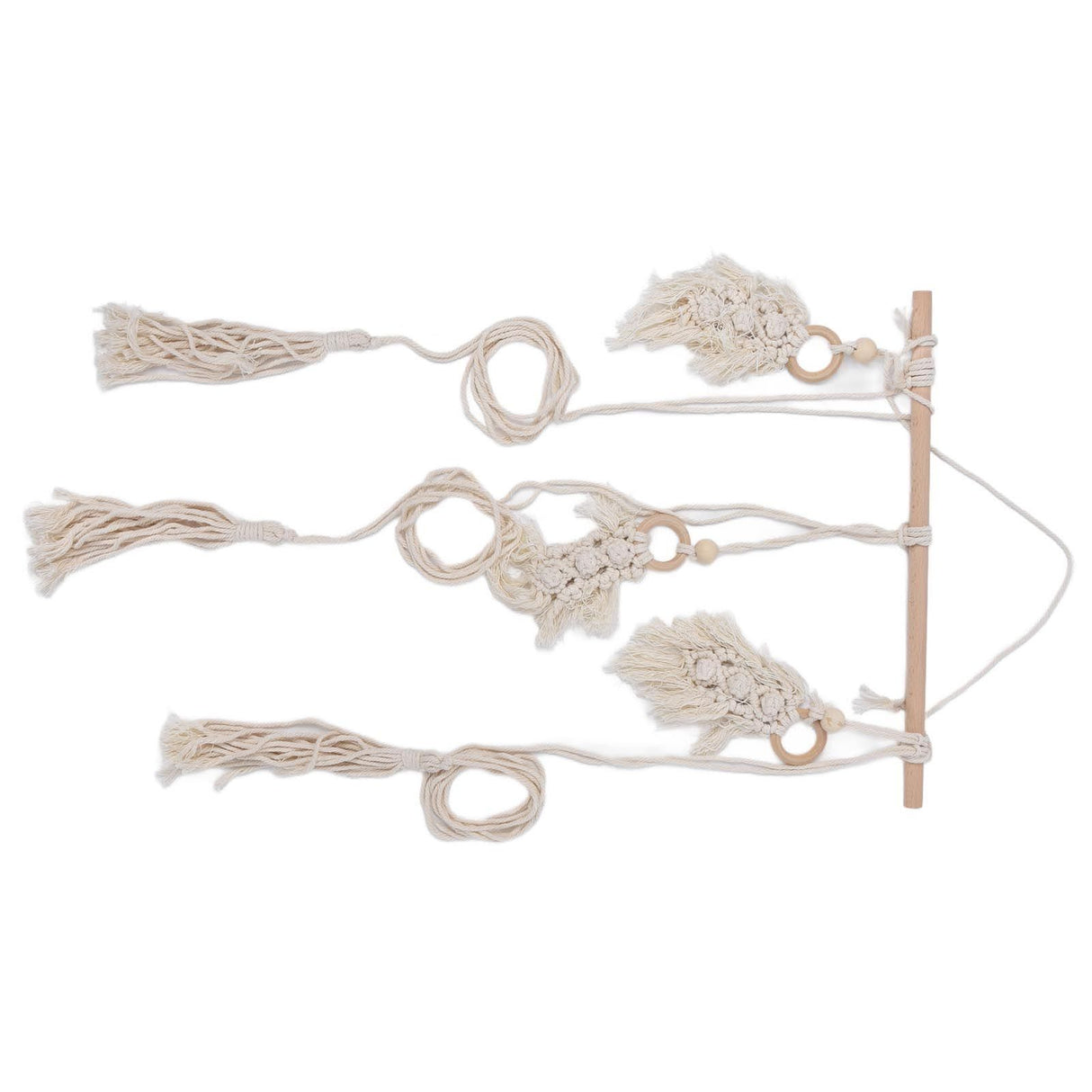 Boho Hat Wall Hanging Rack Cotton Rope Woven Bohemian Caps Holder for Home Office StudioType D