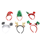 6Pcs Christmas Headband Christmas Tree Reindeer Snowflake Santa Hat Holiday Party Headgear for Christmas Party