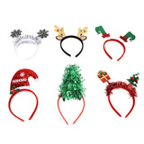 6Pcs Christmas Headband Christmas Tree Reindeer Snowflake Santa Hat Holiday Party Headgear for Christmas Party - Close-Up Angle