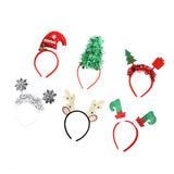 6Pcs Christmas Headband Christmas Tree Reindeer Snowflake Santa Hat Holiday Party Headgear for Christmas Party - Low Angle