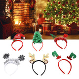 6Pcs Christmas Headband Christmas Tree Reindeer Snowflake Santa Hat Holiday Party Headgear for Christmas Party - Extra Image