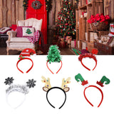 6Pcs Christmas Headband Christmas Tree Reindeer Snowflake Santa Hat Holiday Party Headgear for Christmas Party - Extra Image