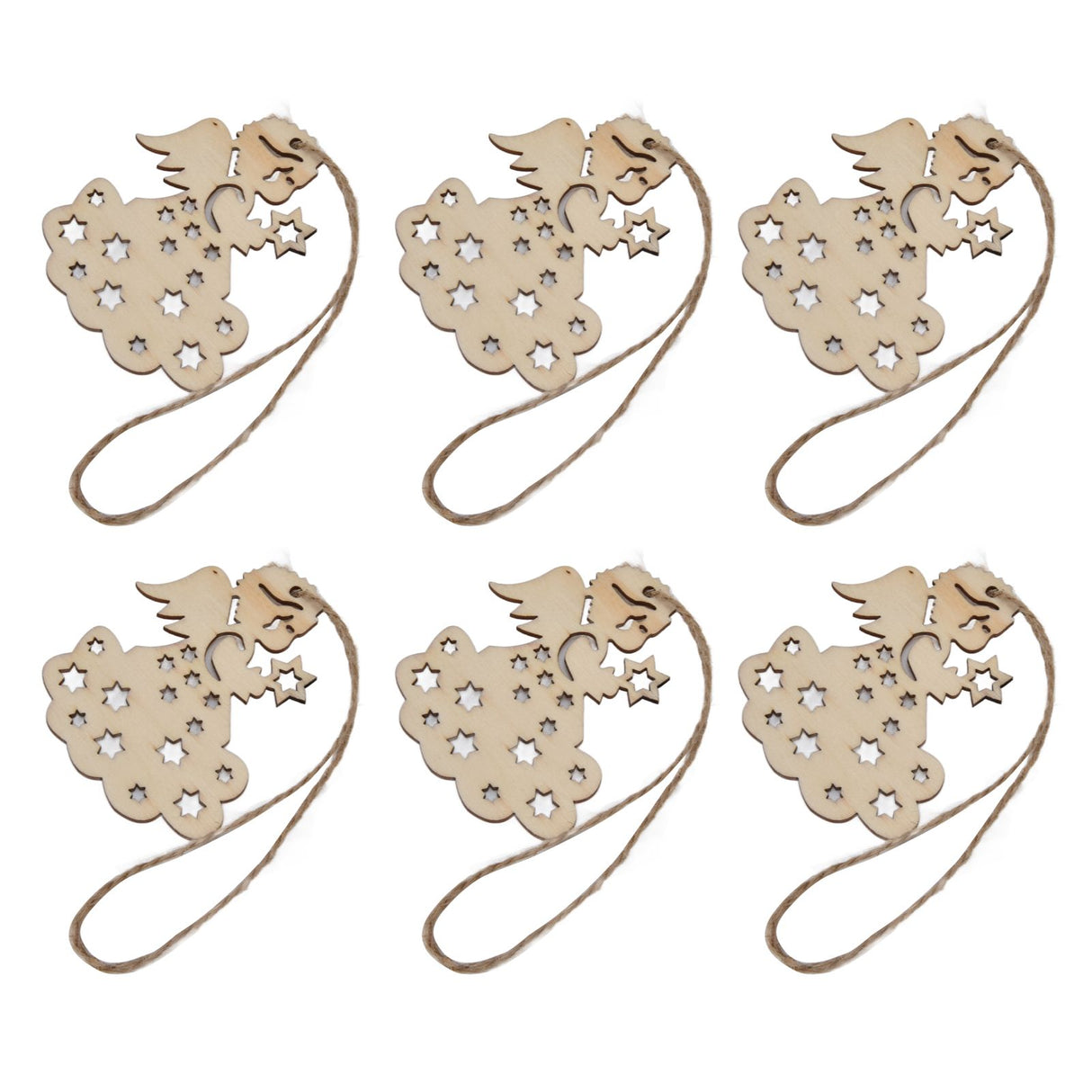 40pcs Christmas Tree Ornaments Wooden Hallow Cute Christmas Hangings with Lanyards for Christmas Tree Decoration Gift