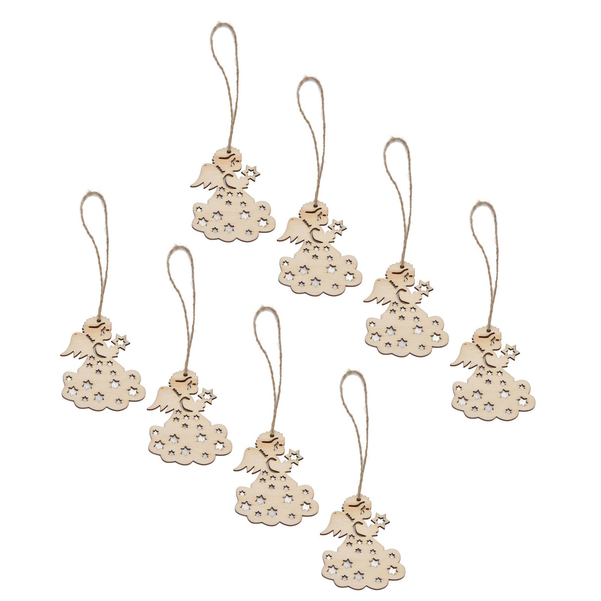 40pcs Christmas Tree Ornaments Wooden Hallow Cute Christmas Hangings with Lanyards for Christmas Tree Decoration Gift