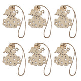 40pcs Christmas Tree Ornaments Wooden Hallow Cute Christmas Hangings with Lanyards for Christmas Tree Decoration Gift