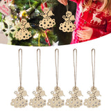 40pcs Christmas Tree Ornaments Wooden Hallow Cute Christmas Hangings with Lanyards for Christmas Tree Decoration Gift - Extra Image